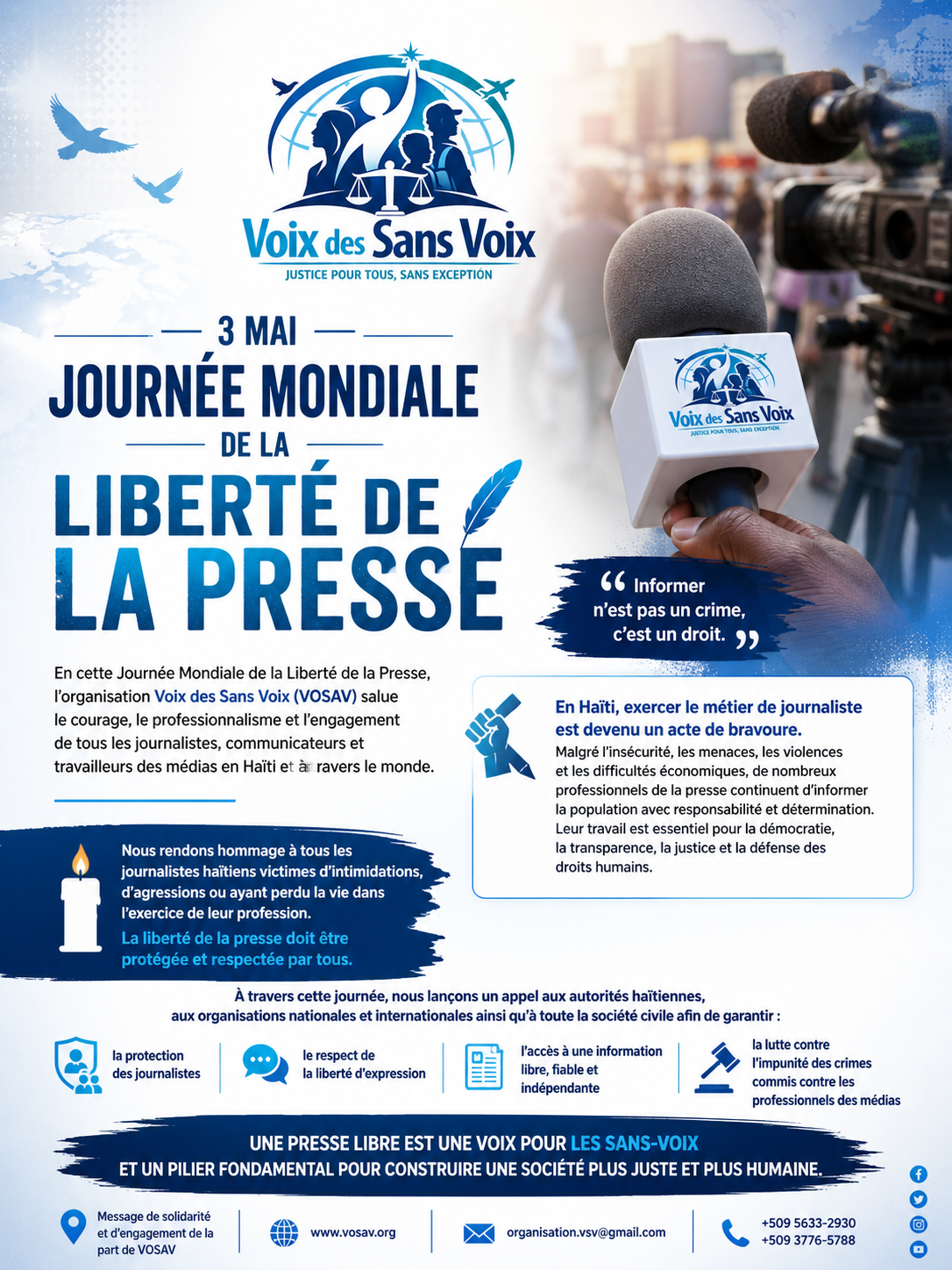 Note de Presse de l'organisation VOSAV à l'occasion de la Journée Mondial de la liberté de la Presse